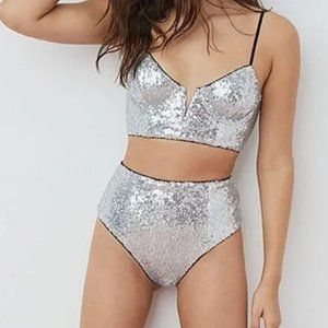new FOR LOVE AND LEMONS sequin cami crop bralette s dd or m